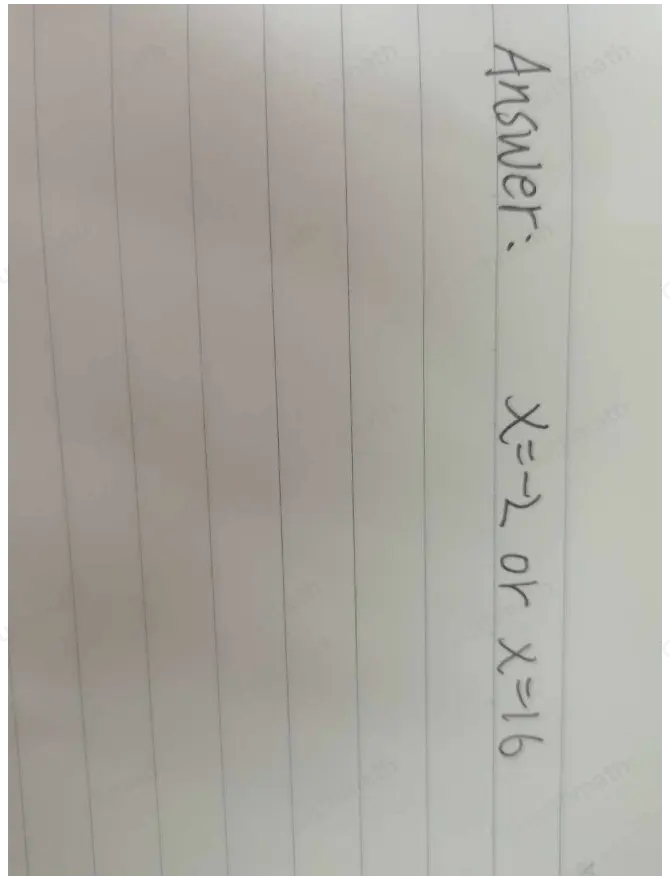 Solve for χ in the equation x2-14x+31=63 x=-16 or x=2 x=-7 ± 3 square root of 7 x=-2 or x=16 x=7 ± 3 square root of 7