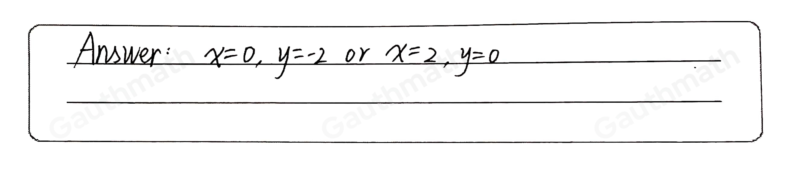 Which represents the solutions of the graphed system of equations, y=x2+x-2 and y=2x-2 ？