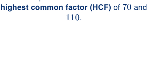highest common factor HCF of 70 and 110.