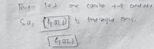 Question 8 Which number needs to be the last term of the sequence 1,−2,3,−4,5,... so that the sum would be 2011? 2011 2012 4020 4021